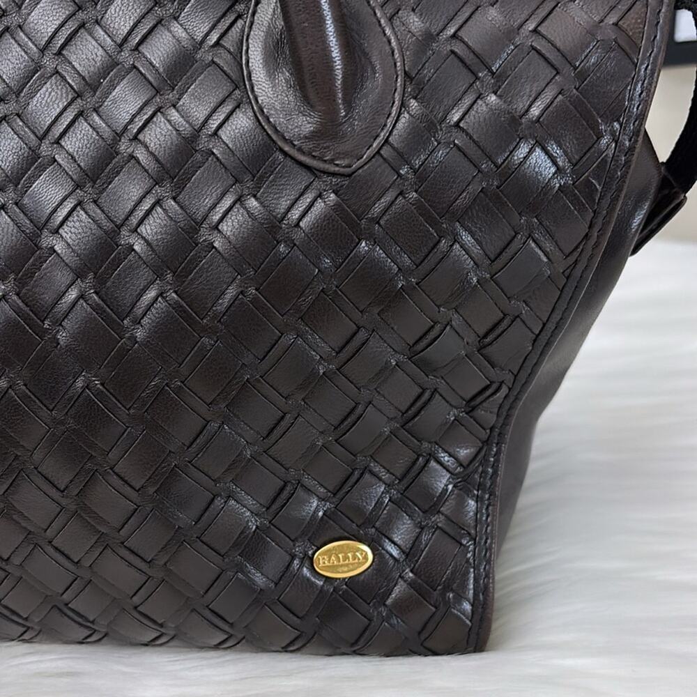 BALLY HandBag Leather Brown Gold Authentic - Picture 4 of 13